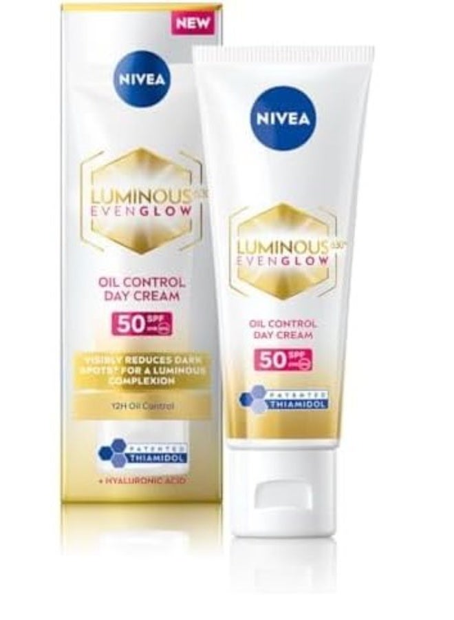 NIVEA Luminous Even Glow Oil Control Day Cream SPF50 40ml (Pack of 2) - Image 2